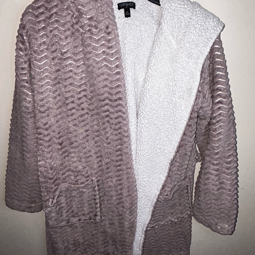 Topshop Pink and White Teddy Jacket